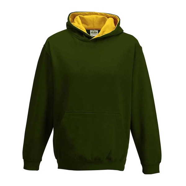 Felpa Hoodie Kids con cappuccio bicolore forest green gold
