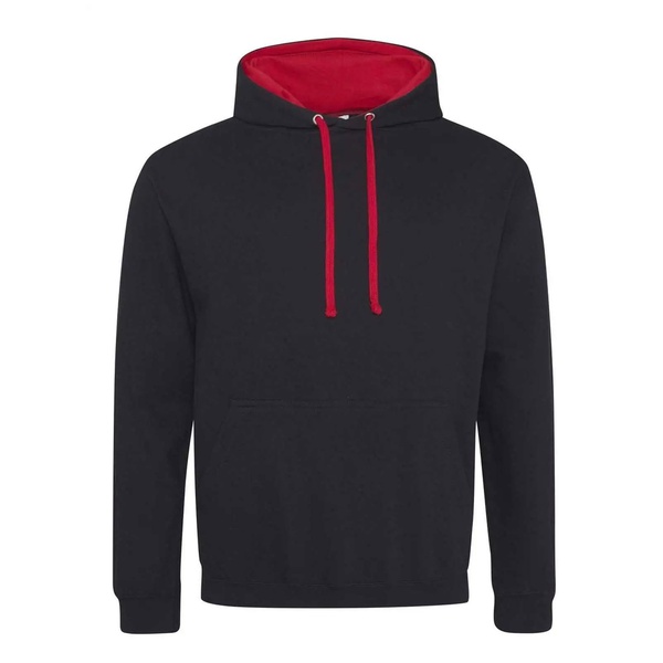 Felpa Hoodie con cappuccio bicolore jet black fire red