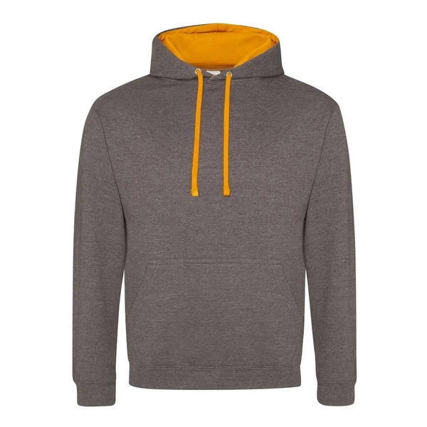 Felpa Hoodie con cappuccio bicolore charcoal orange crush
