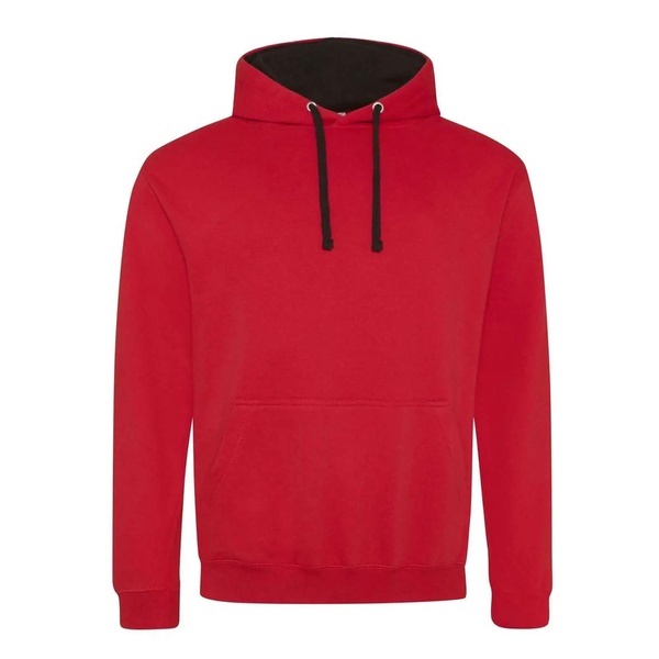 Felpa Hoodie con cappuccio bicolore fire red jet black