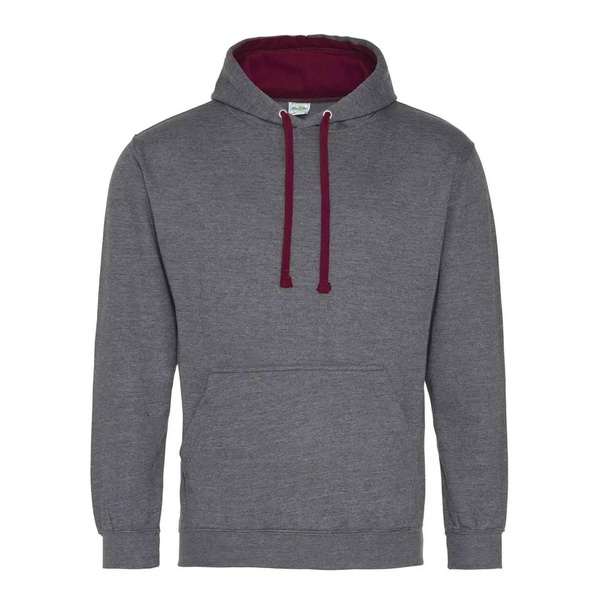 Felpa Hoodie con cappuccio bicolore charcoal burgundy