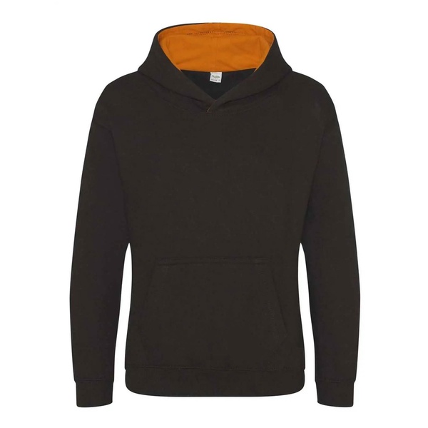 Felpa Hoodie Kids con cappuccio bicolore jet black orange crush