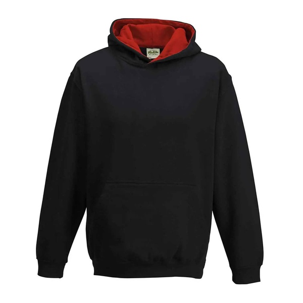 Felpa Hoodie Kids con cappuccio bicolore jet black fire red