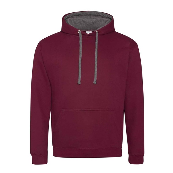 Felpa Hoodie con cappuccio bicolore burgundy charcoal