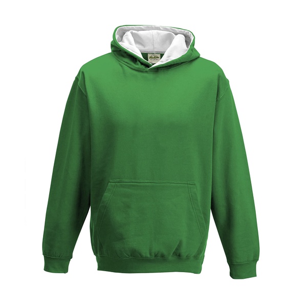 Felpa Hoodie Kids con cappuccio bicolore kelly artic white