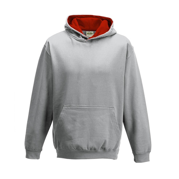 Felpa Hoodie Kids con cappuccio bicolore heather grey fire red