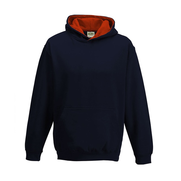 Felpa Hoodie Kids con cappuccio bicolore new french navy fire red