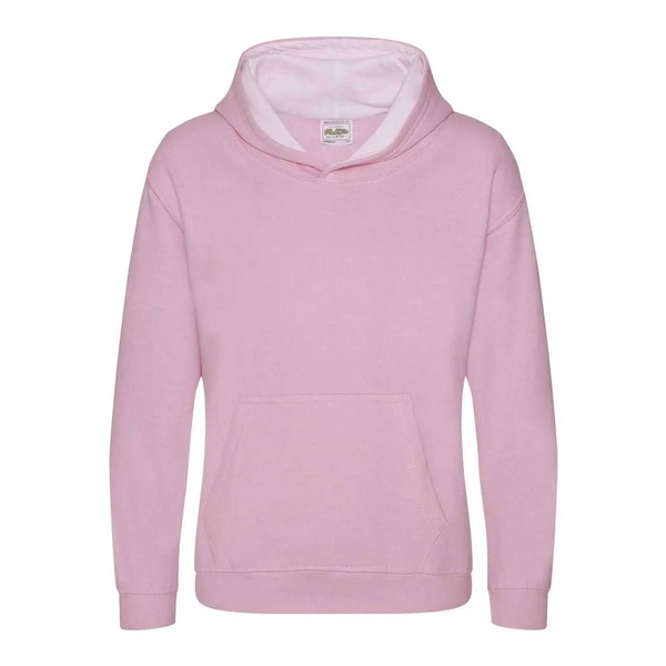 Felpa Hoodie Kids con cappuccio bicolore baby pink arctic white