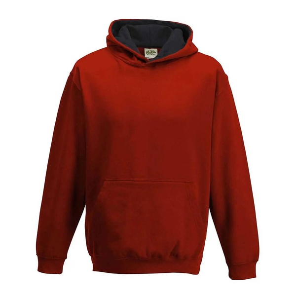 Felpa Hoodie Kids con cappuccio bicolore fire red jet black
