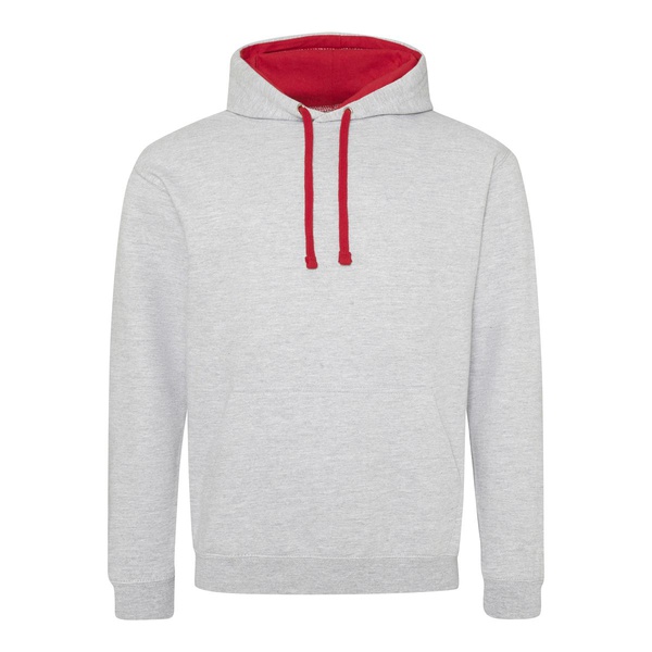 Felpa Hoodie con cappuccio bicolore heather grey fire red