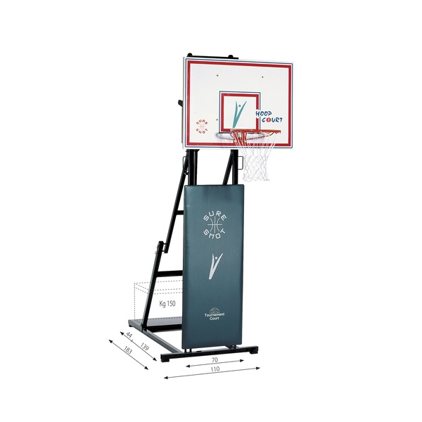 IMPIANTO BASKET-MINIBASKET STREETBALL SINGOLO mobile e pieghevole, con ruote, completo - EN 1270