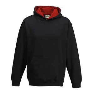 Felpa Hoodie Kids con cappuccio bicolore jet black fire red