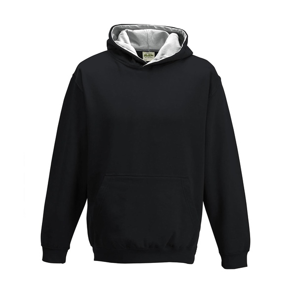 Felpa Hoodie Kids con cappuccio bicolore jet black heather grey